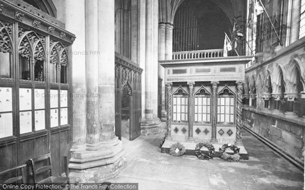 Photo of Beverley, Minster, The East Yorkshire Regiment War Shrine And Chapel 1927