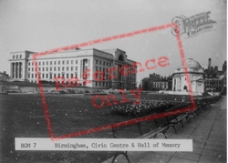Civic Centre And Hall Of Memory c.1955, Birmingham