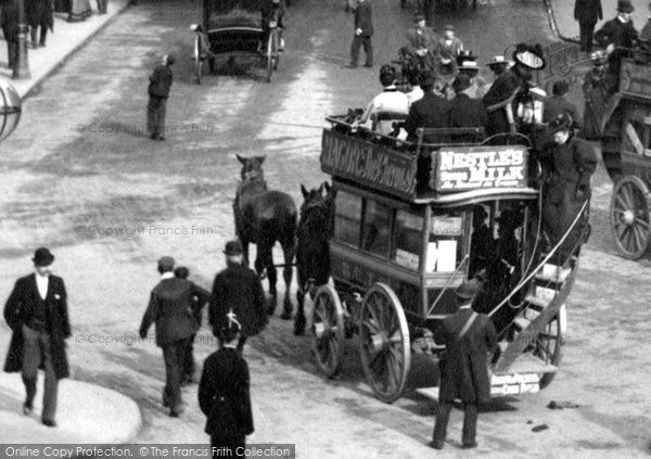 Photo of Birmingham, Horse Drawn Bus In New Street 1896