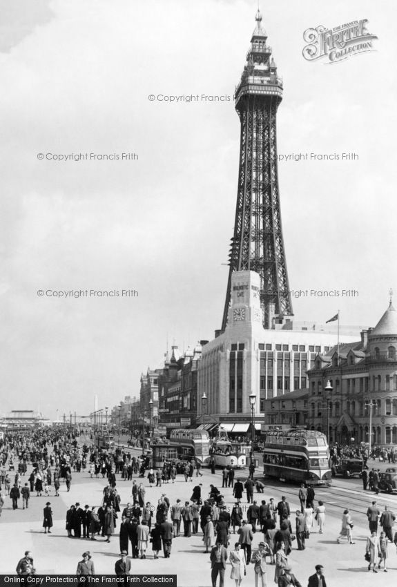 Blackpool, the Tower and Central Promenade c1955