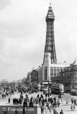 Blackpool, the Tower and Central Promenade c1955