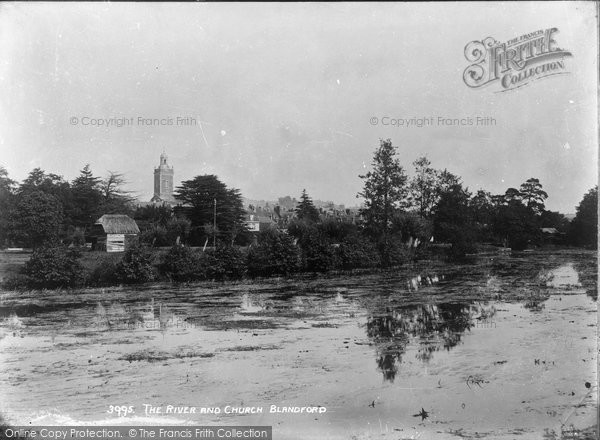 Photo of Blandford Forum, The River Stour And Church c.1900