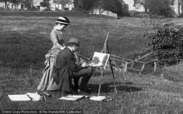 Photo of Bolton Abbey, An Artist And His Wife c.1886