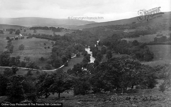 Photo of Bolton Abbey, River Wharfe Showing Simon's Seat 1921