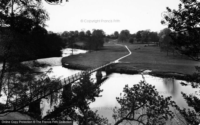 Photo of Bolton Abbey, The River And Footbridge c.1955
