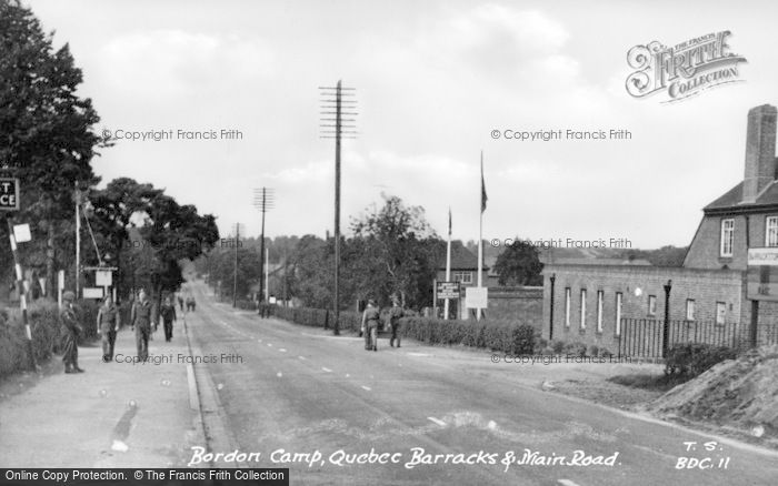 Photo of Bordon, Bordon Camp, Quebec Barracks And Main Road c.1955