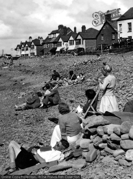 Photo of Borth, Families On The Beach c.1955