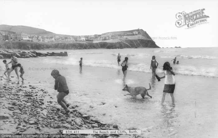 Photo of Borth, Holidaymakers In The Sea c.1965