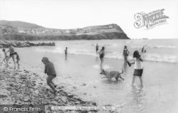 Holidaymakers In The Sea c.1965, Borth