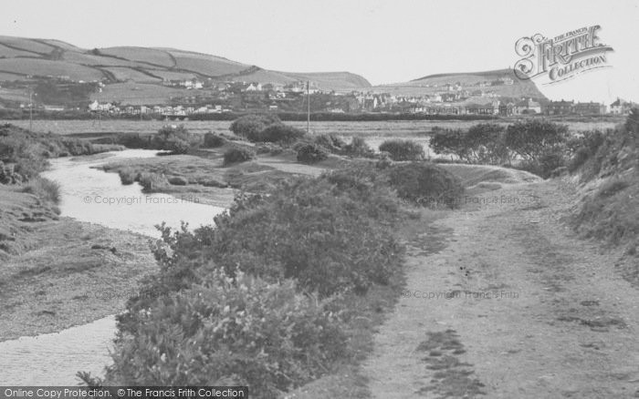 Photo of Borth, The River And General View c.1950
