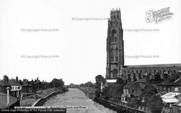Photo of Boston, St Botolph's Church And River c.1955
