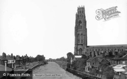 St Botolph's Church And River c.1955, Boston