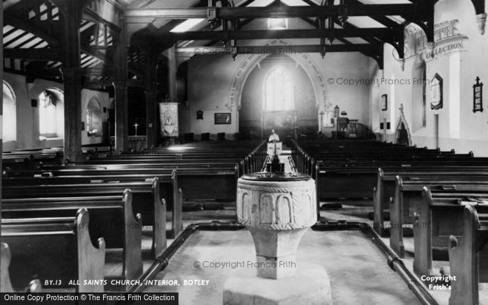 Photo of Botley, All Saints Church Interior c.1955