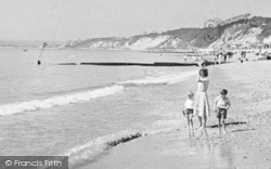 Family On The Beach, West Cliff c.1950, Bournemouth