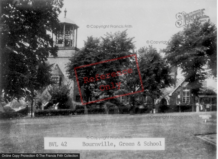 Photo of Bournville, Green And School c.1950