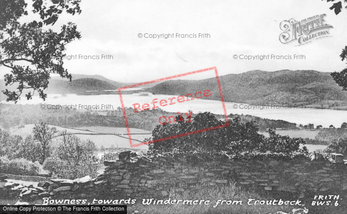 Photo of Bowness On Windermere, Towards Windermere From Troutbeck c.1950