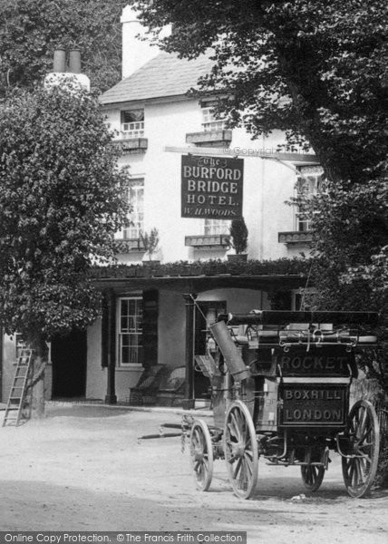 Photo of Box Hill, A Carriage, Burford Bridge Hotel 1897