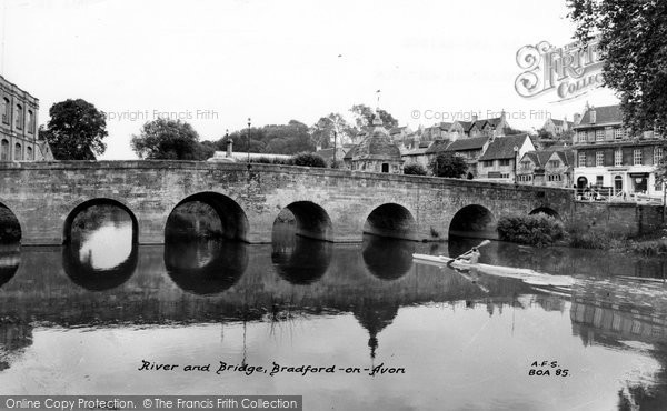Photo of Bradford On Avon, River Avon And Bridge c.1955