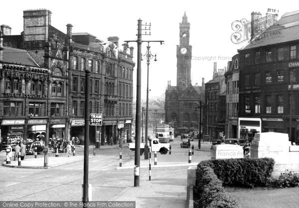 Photo of Bradford, Towards Town Hall Square c.1950