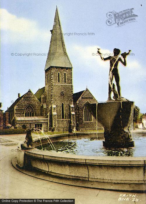 Photo of Braintree, The Fountain And St Michael's Church c.1955