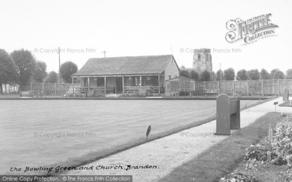 Photo of Brandon, The Bowling Green And Church c.1955