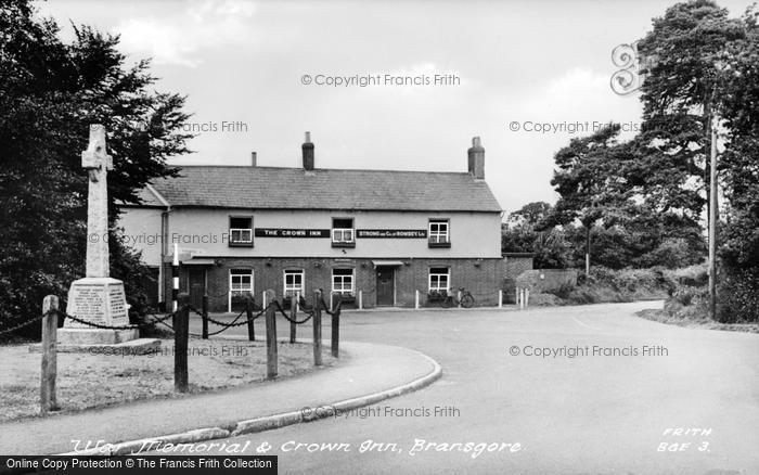 Photo of Bransgore, War Memorial And Crown Inn c.1960