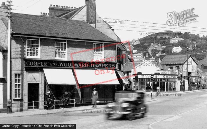 Photo of Braunton, Cooper And Woodward Drapers And Evan's Garage, The Square 1936