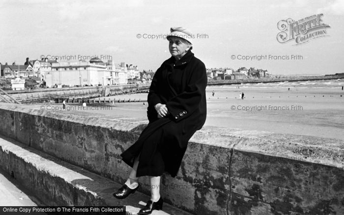 Photo of Bridlington, A Lady On Sea Wall c.1957