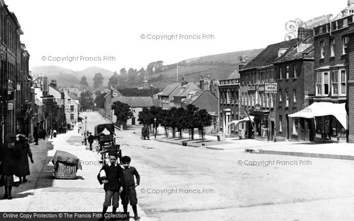 Photo of Bridport, Weat Street And The Royal Oak Hotel 1902