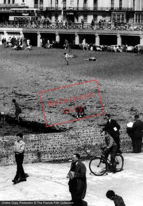 Photo of Brighton, Cycling Up East Street Groyne c.1955