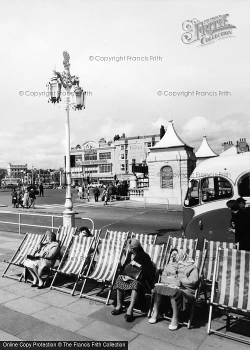 Photo of Brighton, Ladies Sunbathing, The Promenade c.1955