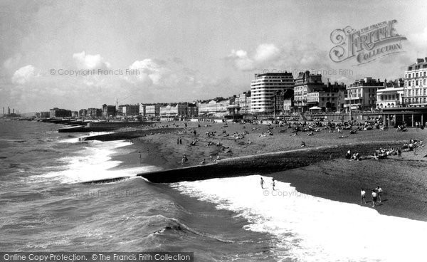 Photo of Brighton, The Beach Looking Towards Hove c.1955