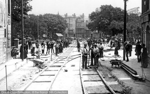 Photo of Brighton, Tramway Construction, The Steine c.1900