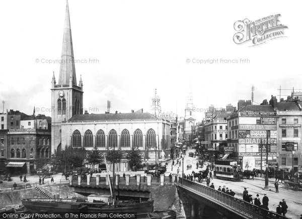 Photo of Bristol, the Bridge and the Church of St Nicholas 1901