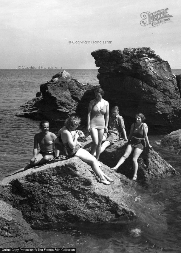 Brixham, Bathers at the Rocks Bathing Place c1933