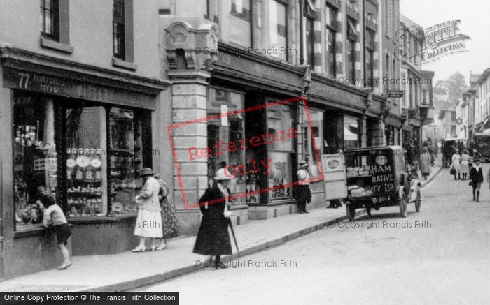 Photo of Brixham, Fore Street Shop Fronts And Delivery Van 1922
