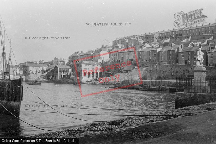 Photo of Brixham, Harbour And William Of Orange Statue 1896