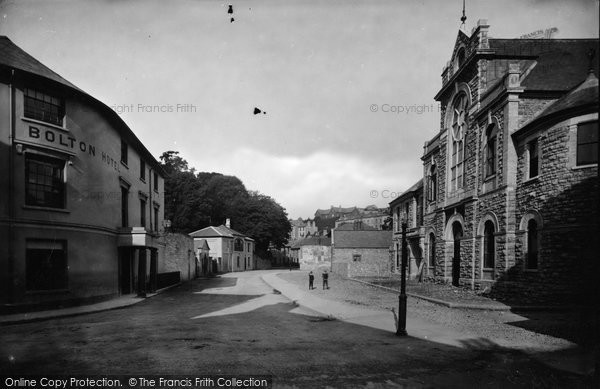 Photo of Brixham, New Road And Town Hall And Market Hall 1889