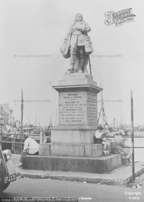 Photo of Brixham, Prince Of Orange Statue c.1950