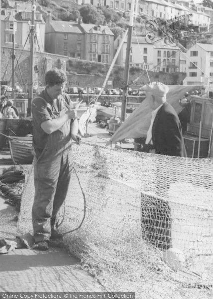Photo of Brixham, Repairing Nets 1966