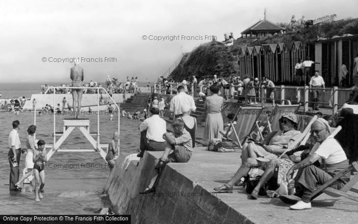Photo of Brixham, Sun Bathing, Shoalstone Pool c.1955