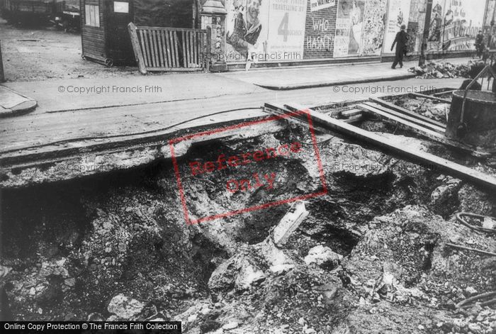 Photo of Brixton, Damaged Tram Track, Effra Road 1941