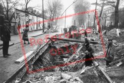 War Damaged Tram Tracks, Effra Road 1941, Brixton