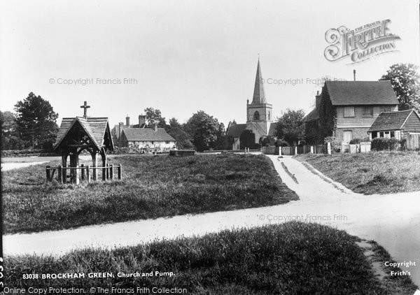 Photo of Brockham, Green, Christ Church And Pump 1930