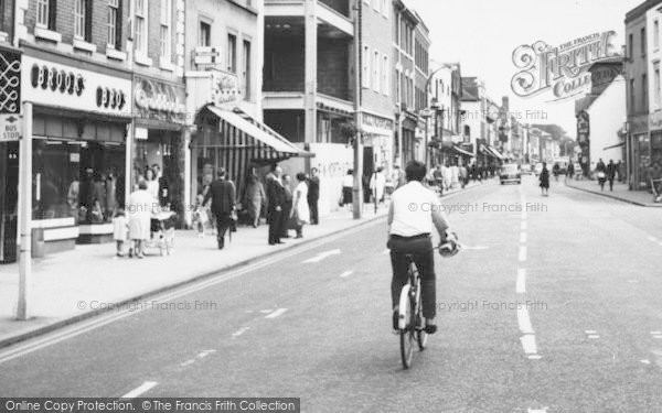 Photo of Bromsgrove, High Street, Cyclist c.1965