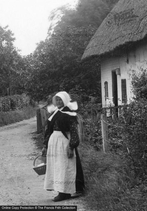 Photo of Broom, Woman In Bonnet 1910
