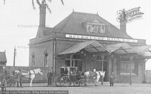 Photo of Buckhurst Hill, Horse Drawn Carriages At The Station 1895