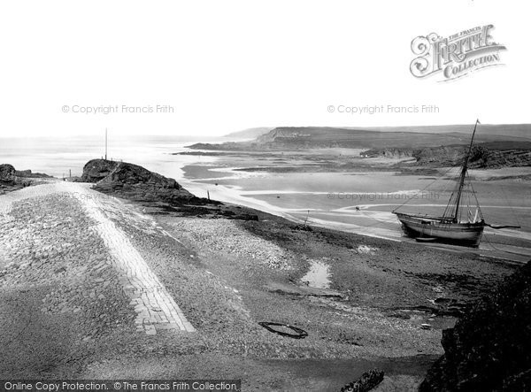 Photo of Bude, Breakwater & Chapel Rock From Efford Cottage c.1872