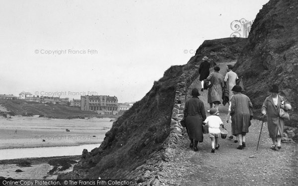 Photo of Bude, Ladies On The Path From The Breakwater 1928