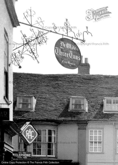 Photo of Bungay, Ye Olde Three Tuns Sign, Market Place c.1955
